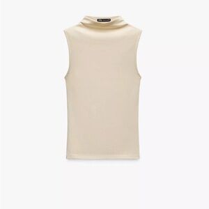 ZARA Cream Sleeveless Mock Neck Top